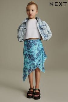 Multi Blue Floral Printed Asymmetric Skirt (3-16yrs) (636908) | $22 - $30