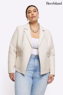 River Island Natural Plus Double Pocket Quilted Blazer (637090) | ₪ 302