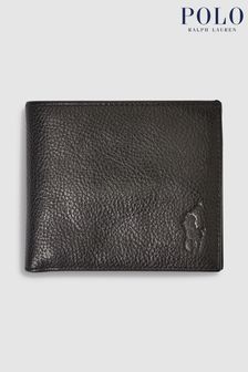 Črna - Usnjena denarnica za drobiž s pregibom Polo Ralph Lauren (637108) | €86