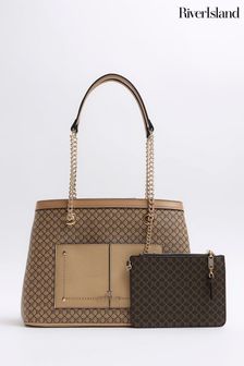 River Island Brown Pocket Front Tote (637133) | $105