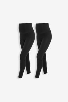 JoJo Maman Bébé Black 2-Pack Supersoft Maternity Leggings (637183) | $51