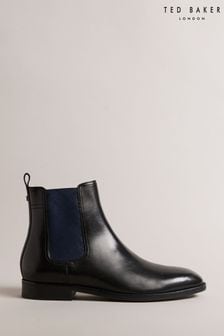 Ted Baker Black Lineus Patterned Elastic Chelsea Boots (637429) | $330