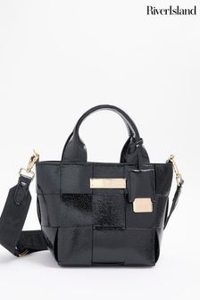 River Island Black Small Chunky Weave Tote Bag (637467) | $60