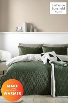 Catherine Lansfield Green Christmas Tree Cosy and Warm  Duvet Cover Set (637573) | €40 - €89