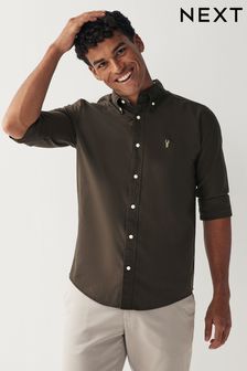 Dark Brown Regular Fit Long Sleeve Oxford Shirt (637659) | TRY 633