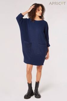 Apricot Blue Contrast Rib Cocoon Dress (637681) | R770