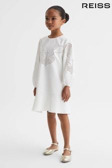 Reiss Ivory Toya Junior Floral Embroidered Dress (637858) | OMR53