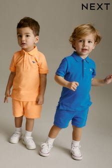 Blue/Orange Short Sleeve Polo Set 4 Pack (3mths-7yrs) (638181) | SGD 34 - SGD 41