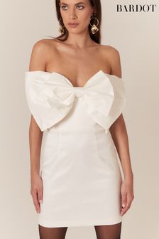 Bardot White Bow Tie Mini Dress