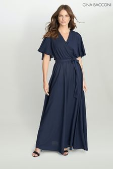 Niebieska sukienka maxi Gina Bacconi Crissy z półrękawkami (638287) | 410 zł