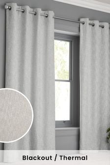 Silver Grey Bouclé Eyelet Blackout/Thermal Curtains (638358) | 96 € - 191 €