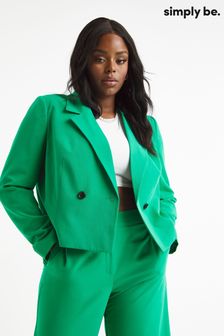 Blazer Simply Be Vert Forest à double boutonnage Raccourci (638443) | €20