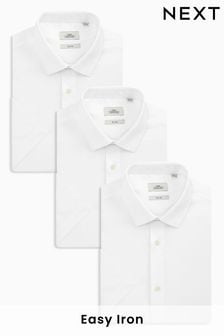 White Slim Fit Easy Care Short Sleeve Shirts 3 Pack (638733) | CA$106
