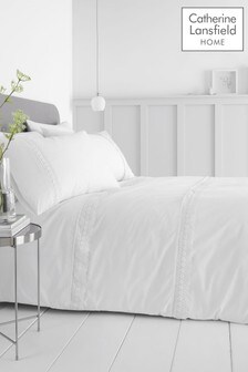 Catherine Lansfield White Delicate Lace Duvet Cover and Pillowcase Set (639346) | R490 - R941