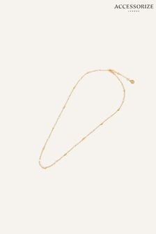 Accessorize 14-karätig vergoldete Halskette mit Perlen (639361) | 12 €
