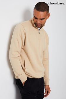 Threadbare Brown 1/4 Zip Neck Sweatshirt (639517) | LEI 131
