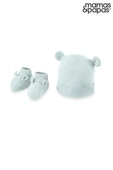 Mamas & Papas Green Knitted Hat And Booties Set (639538) | €20