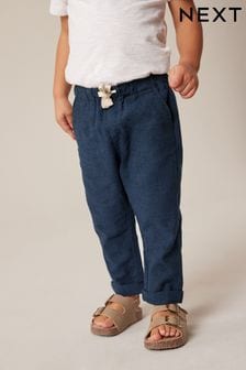 Navy Linen Blend Pull-On Trousers (3mths-7yrs) (639684) | €11 - €14