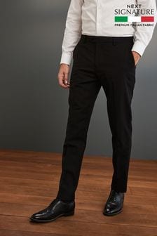 Black Slim Fit Signature Tollegno Wool Suit: Trousers (640184) | OMR37