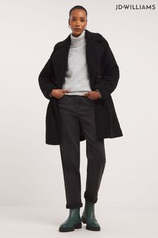 JD Williams Black Borg Teddy Faux Fur Coat (640975) | LEI 388