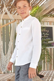 Chemise grand-père texturée à manches longues (3-16 ans)