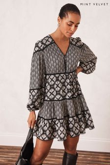 Mint Velvet Black Tiered Mini Dress (641076) | €72