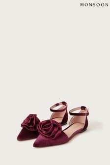Monsoon Red Satin Corsage Flat Shoes (641199) | €47.50