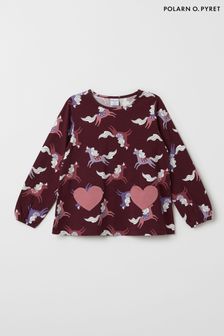 Polarn O Pyret Red Organic Horse Print Top with Heart Pockets (641748) | €18.50