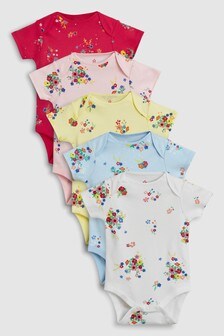 Multi Floral Short Sleeve Bodysuits Five Pack (0mths-2yrs)