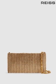 Reiss Gold Bailey Beaded Removable Strap Shoulder Bag (641947) | $262