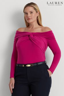 Lauren Ralph Lauren Curve Magenta Pink Jersey Off Shoulder Top (641949) | €51