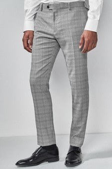 Light Grey/Blue Skinny Fit Check Suit: Trousers (642084) | 11 €