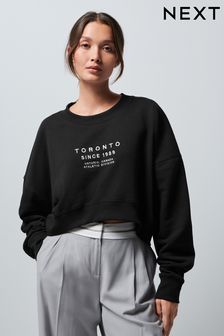 Črna - Težak krtačen pulover krajše dolžine (642142) | €10