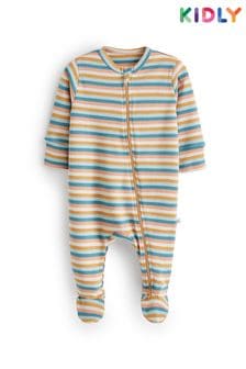 KIDLY Organic Zip Blue/Brown Sleepsuit (642357) | ￥3,880