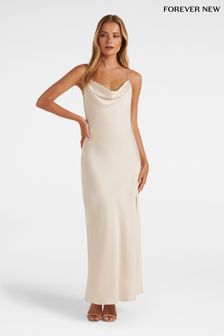Forever New White Hannah Diamante Strap Satin Dress (642408) | €129