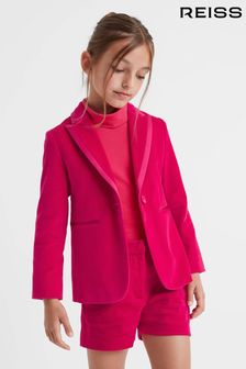 Reiss Bright Pink Bree Junior Single Breasted Velvet Blazer (642412) | 842 SAR