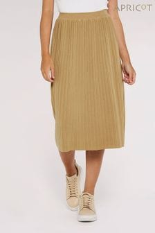 Apricot Camel Pleated Knitted Skirt (642562) | R748