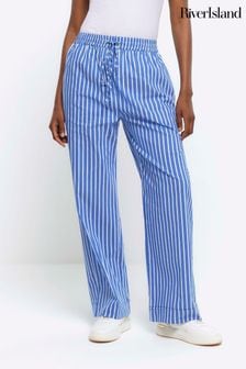 River Island Blue Stripe Poplin Pull On Trousers (642919) | $60