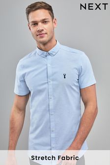 Light Blue Skinny Short Sleeve Stretch Oxford Shirt (642926) | €12