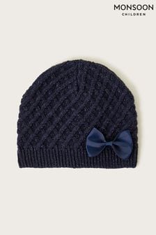 Monsoon Blue Bow Detail Beanie Hat (642951) | kr240 - kr260
