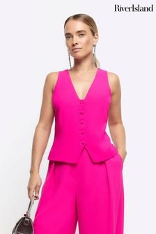 River Island Pink Button Front Clean Waistcoat (643008) | $53