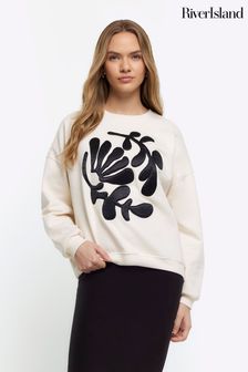 River Island Cream Flower Graphic Sweatshirt (643086) | €52