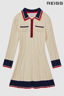 Reiss Camel Annie Junior Ribbed Colourblock Mini Dress (643322) | $166