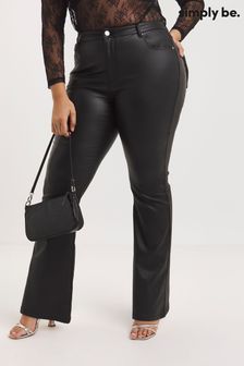 Simply Be Black Slim Coated Flare Trousers (643381) | €50