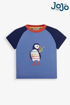 JoJo Maman Bébé Cornflower Puffin Appliqué Raglan T-Shirt (643510) | $35