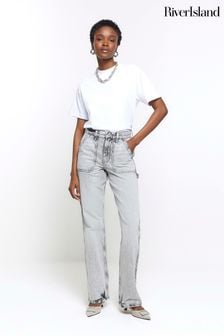 River Island Grey Relaxed Pocket Detail Jeans (643694) | €64