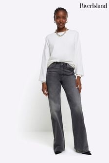 River Island Black River Island High Rise Relaxed Straight Jeans (643748) | CA$109