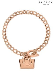 Radley Damen Wood Street 18-karätiges Gliederarmband mit Handtaschenanhänger, Roségoldfarben (643776) | 27 €