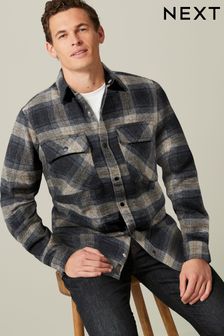 Grey Twin Pocket Check Long Sleeve Shirt (643820) | AED73