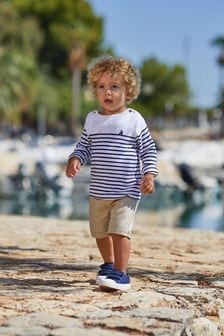 JoJo Maman Bébé White Navy Stripe Breton Top (644047) | $24